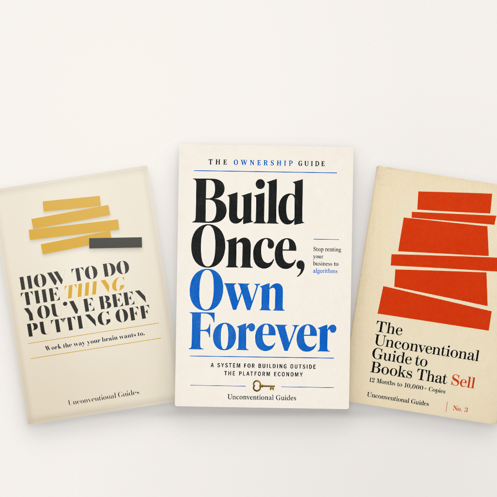 The Complete Collection — all three Unconventional Guides arranged on a linen surface