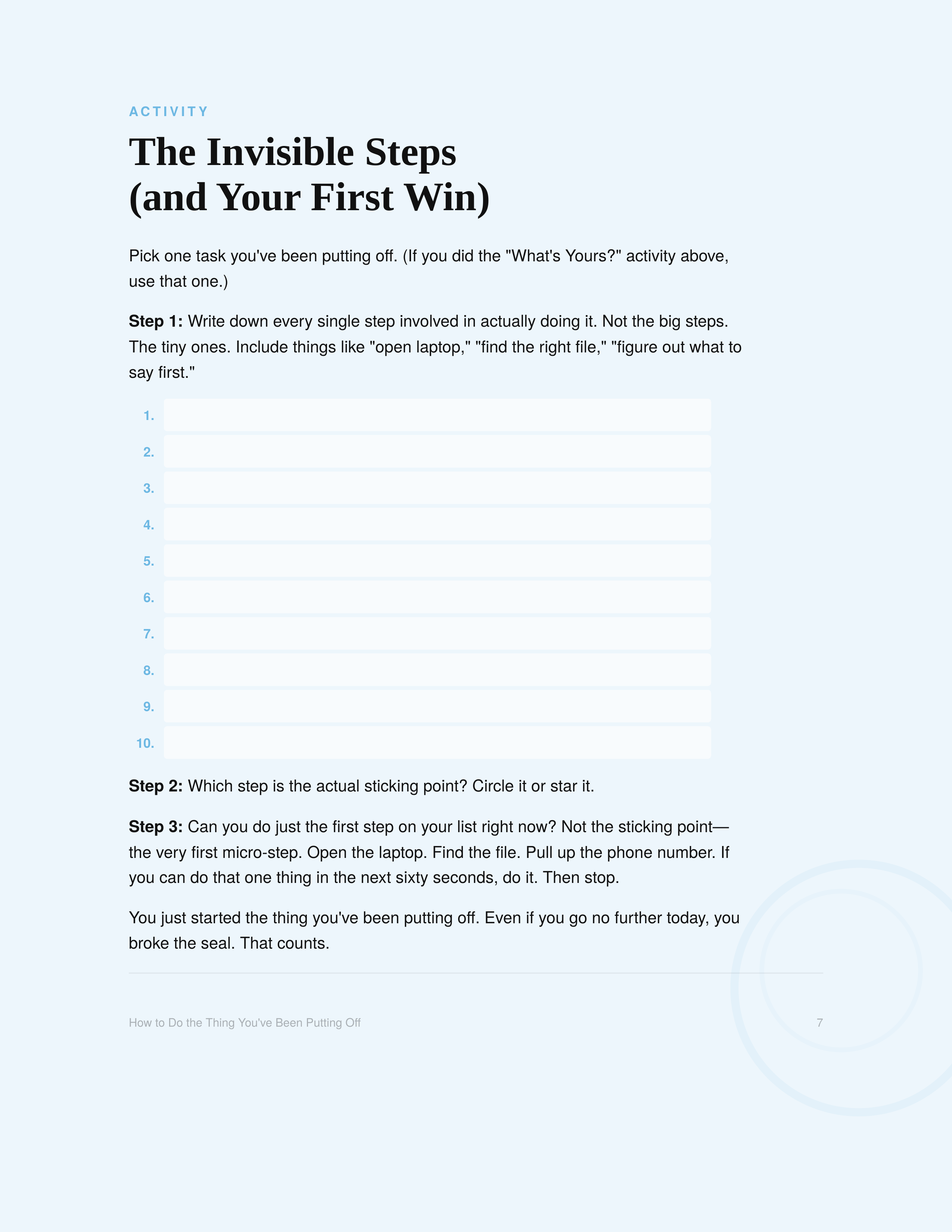 The Invisible Steps worksheet